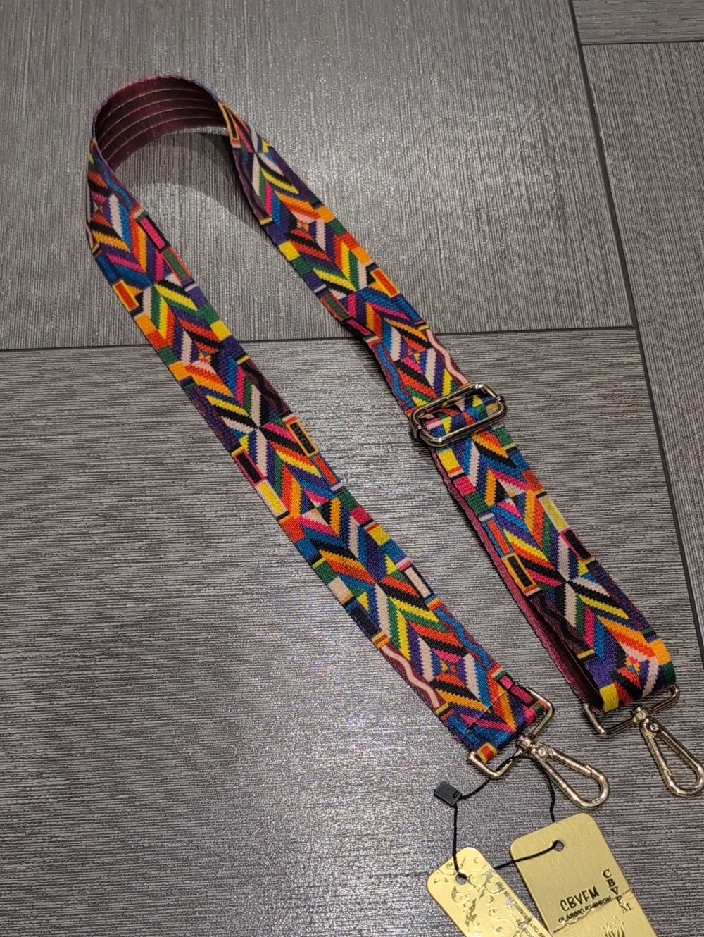 Adjustable Multicolor Geometric Bag Strap